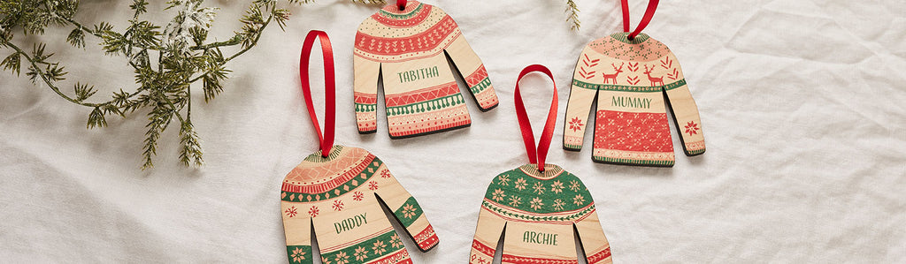 Set of 4 Christmas jumper style decorations