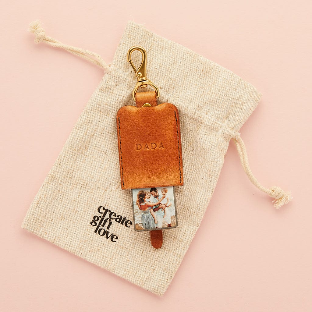 Personalised Leather Photo Bag Tag Create Gift Love