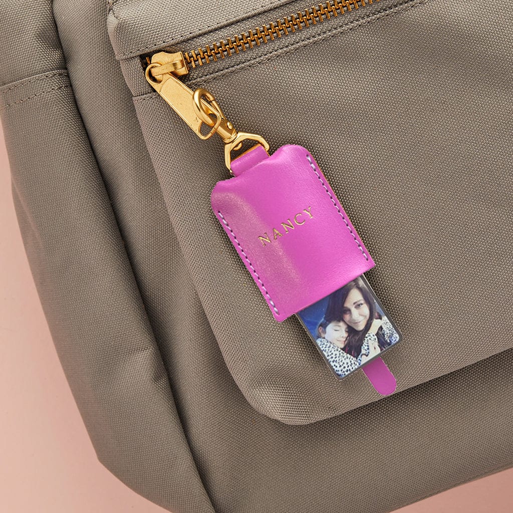 Personalised Leather School Bag Tag with Photo Create Gift Love