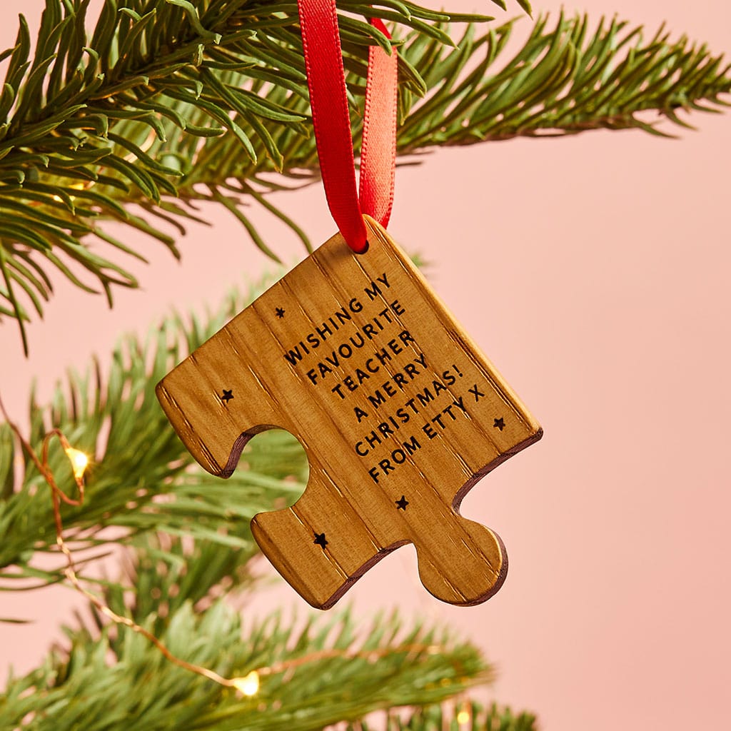 Personalised Teacher Jigsaw Christmas Decoration Create Gift Love