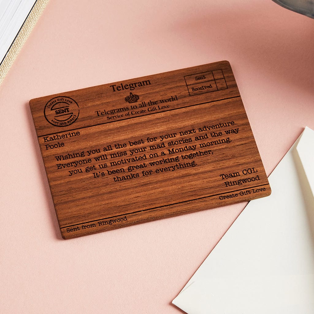 Personalised Wood Telegram Create Gift Love