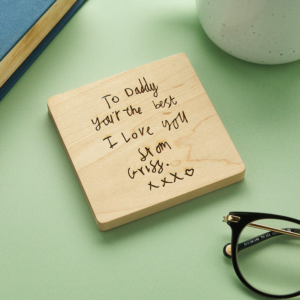 Personalised Wooden Handwriting Coaster Create Gift Love