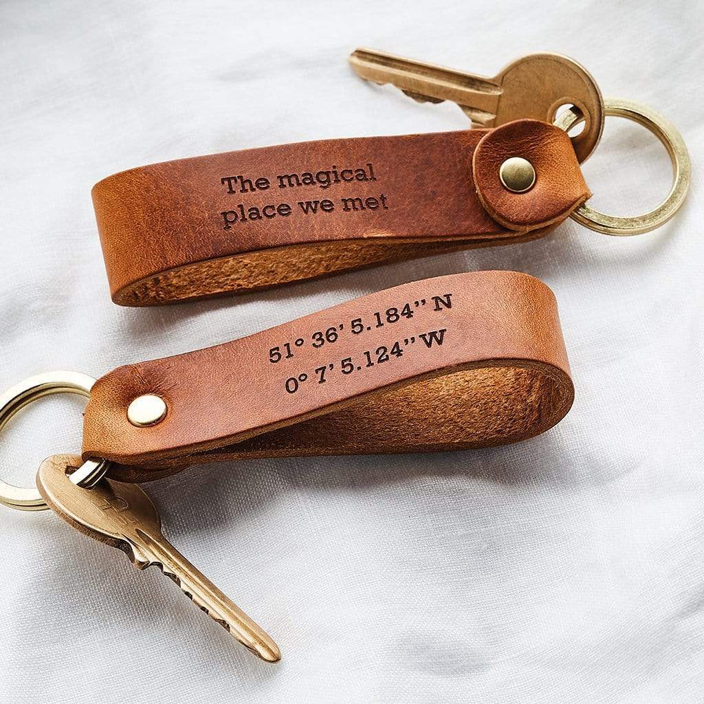 Leather coordinate keyring Create Gift Love