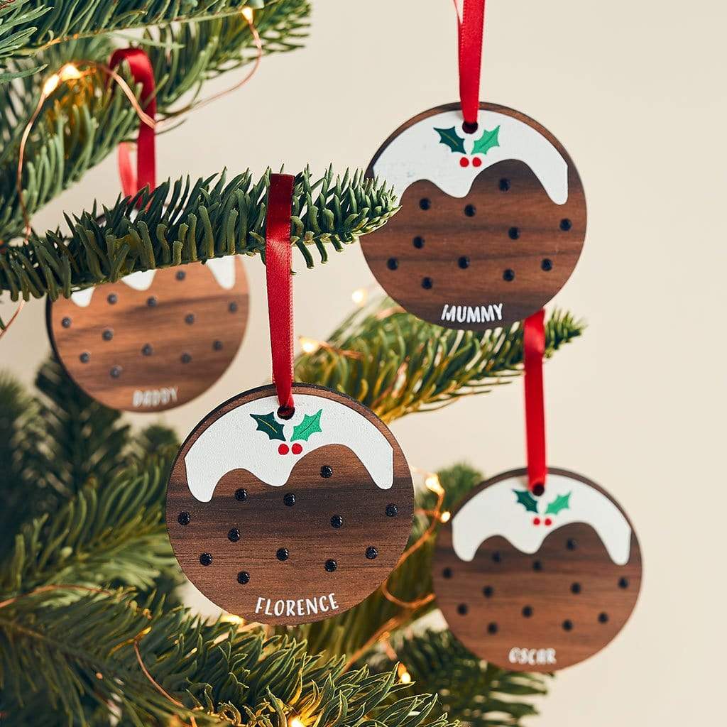 Personalised Christmas Pudding Bauble Set Create Gift Love