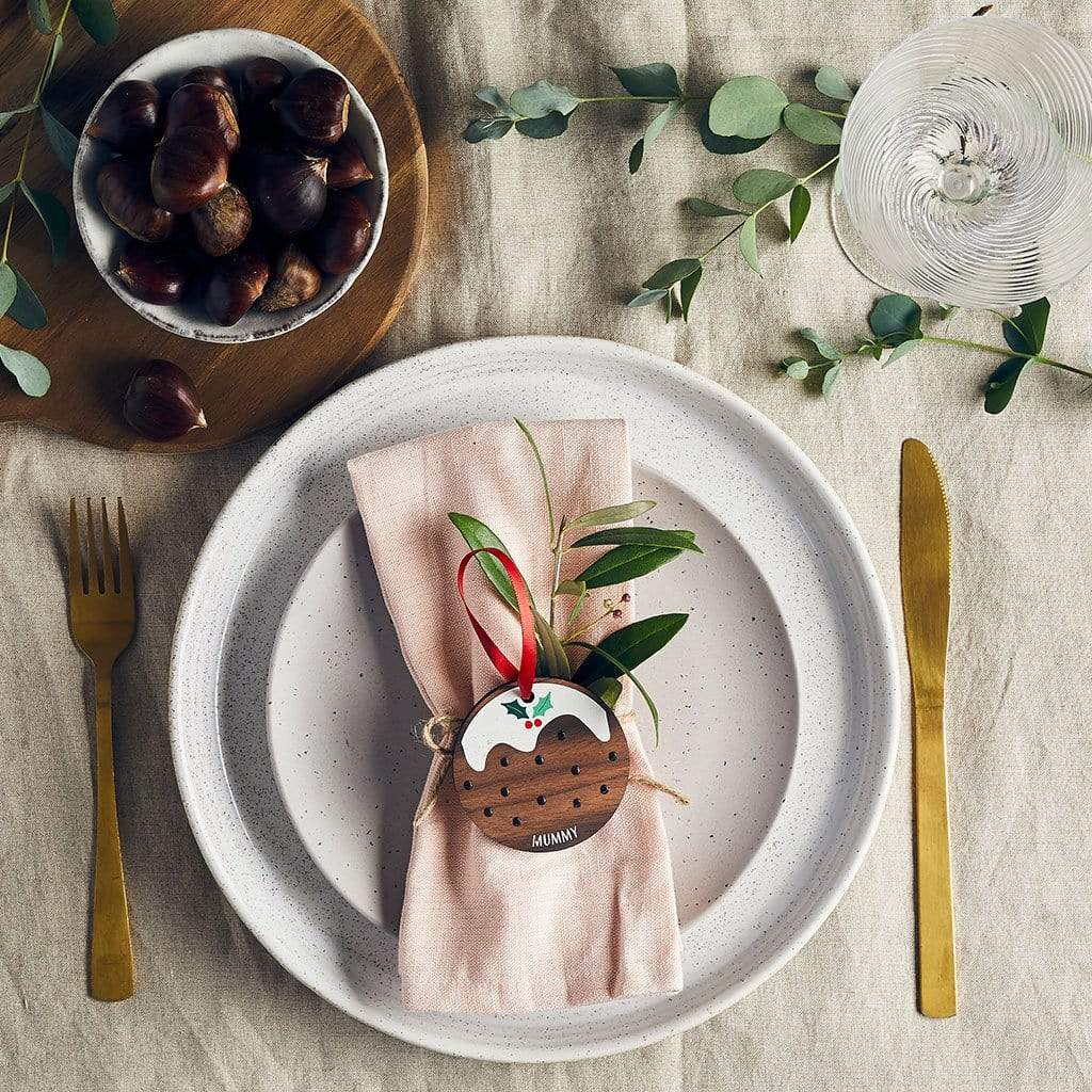 Personalised Christmas Pudding Place Setting Create Gift Love