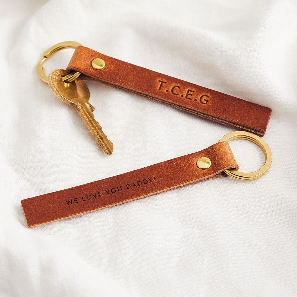Personalised Family Initials Leather Keyring Create Gift Love