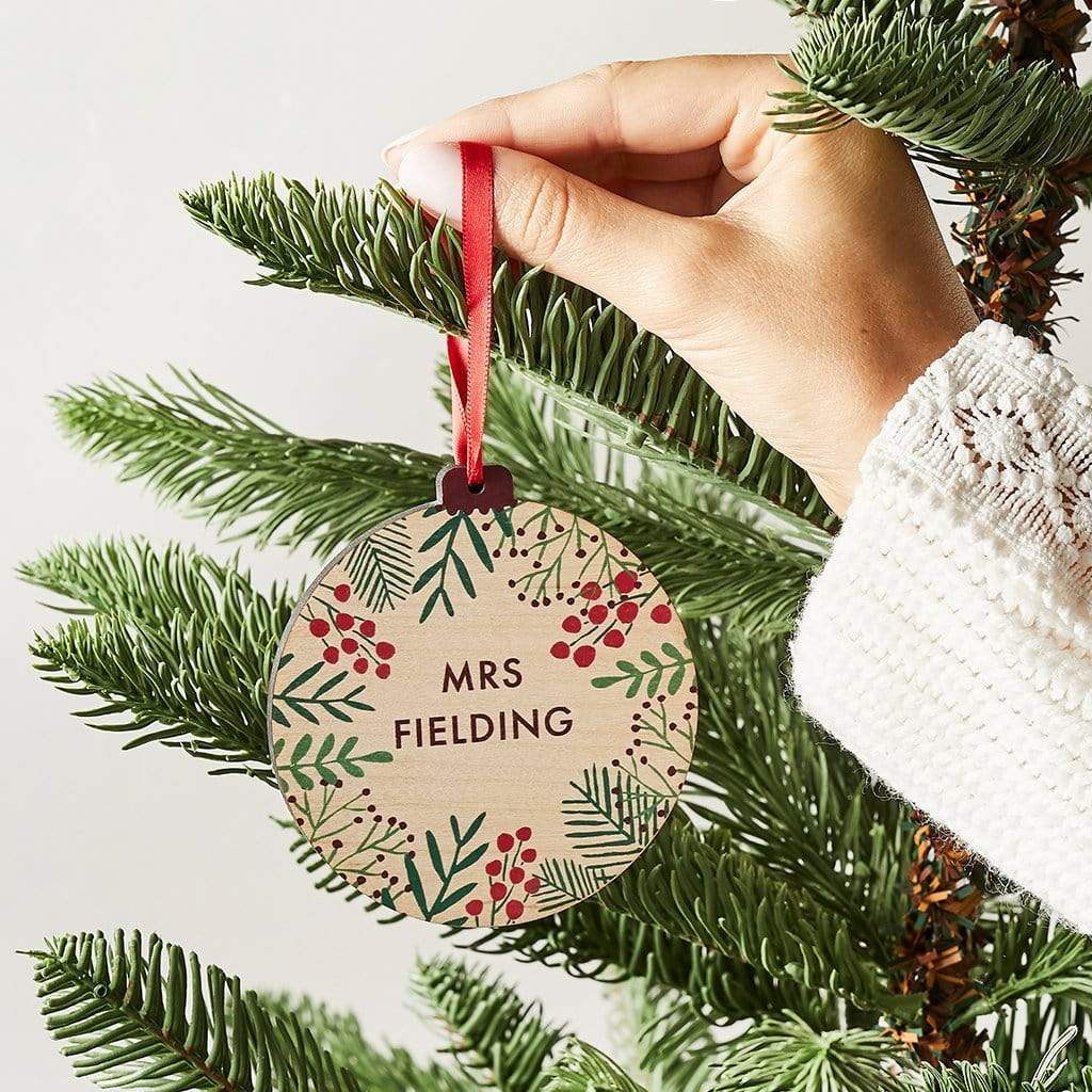 Personalised Floral Christmas Bauble Teacher Gift Create Gift Love