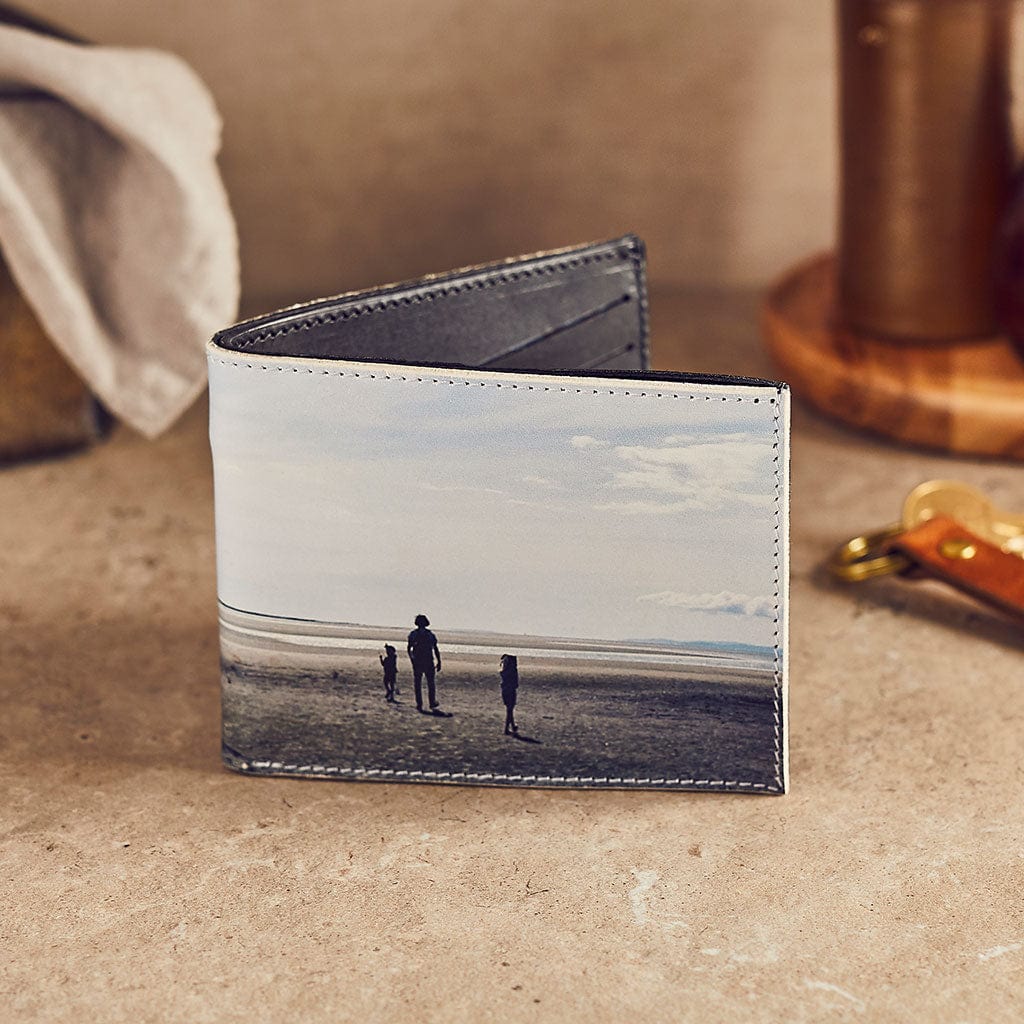 Personalised Leather Bifold Wallet with Photo Create Gift Love