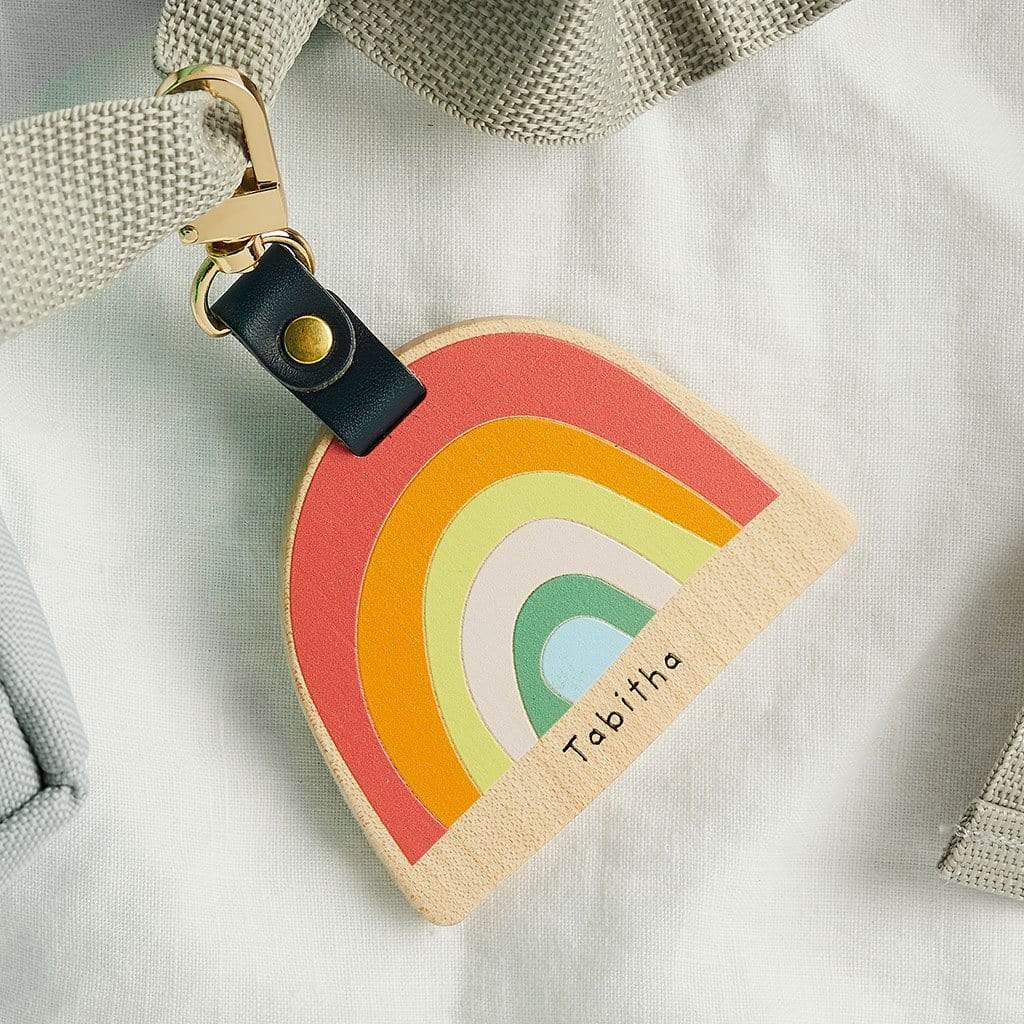 Personalised School Bag Tag Rainbow Create Gift Love