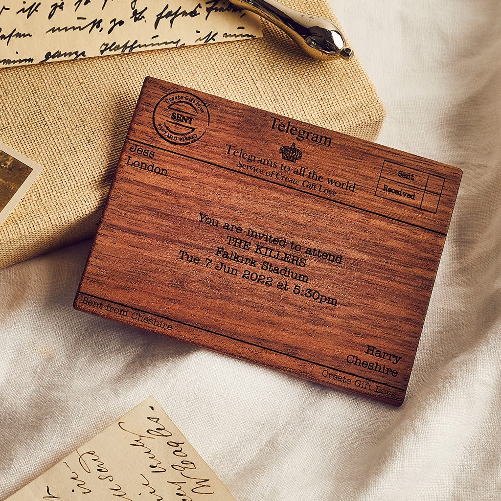 Personalised Wood Telegram Create Gift Love
