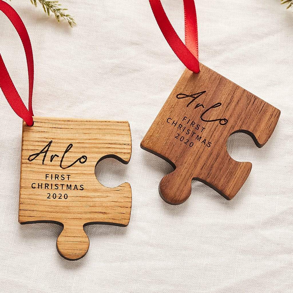 Personalised Wooden Baby First Christmas Decoration Create Gift Love