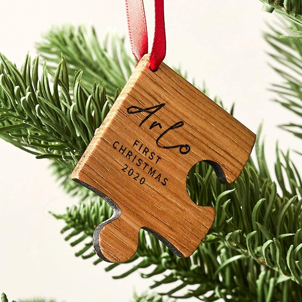 Personalised Wooden Baby First Christmas Decoration Create Gift Love
