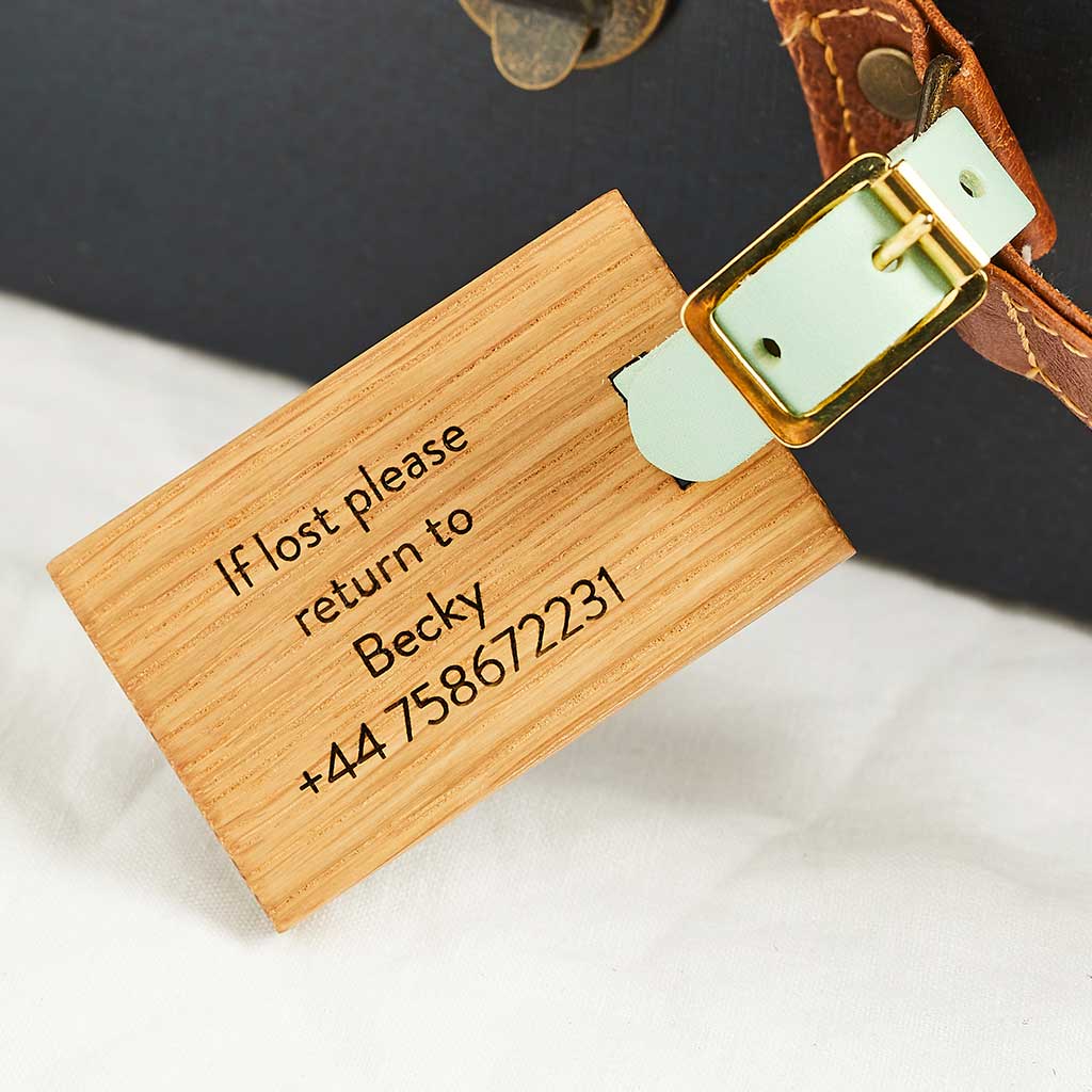 Personalised Wooden Luggage Tag Initial Create Gift Love