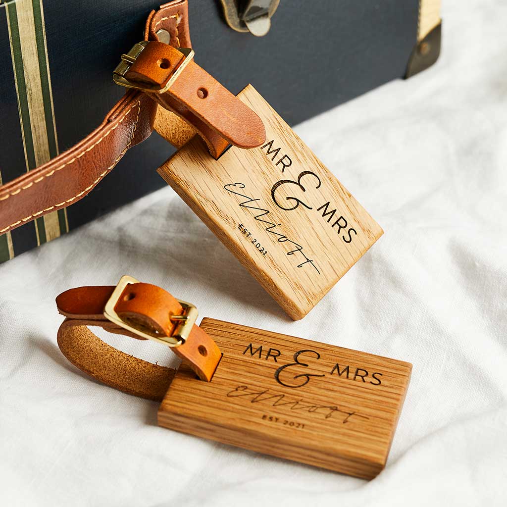 Personalised Wooden Luggage Tags Wedding Create Gift Love