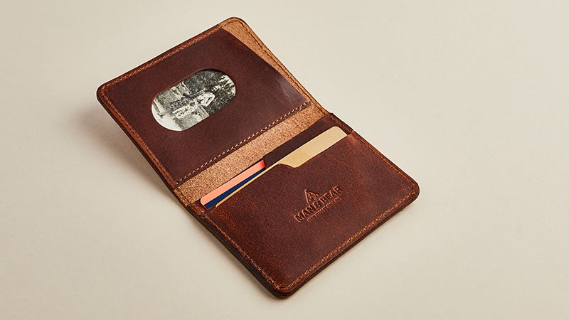 Brown leather wallet by Man & Bear