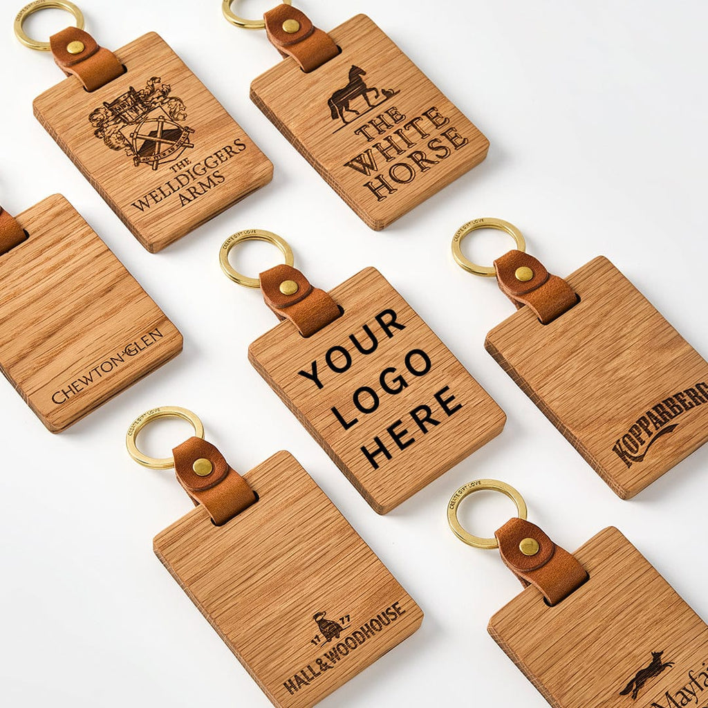 Logo Branded Solid Oak Keyrings CGL