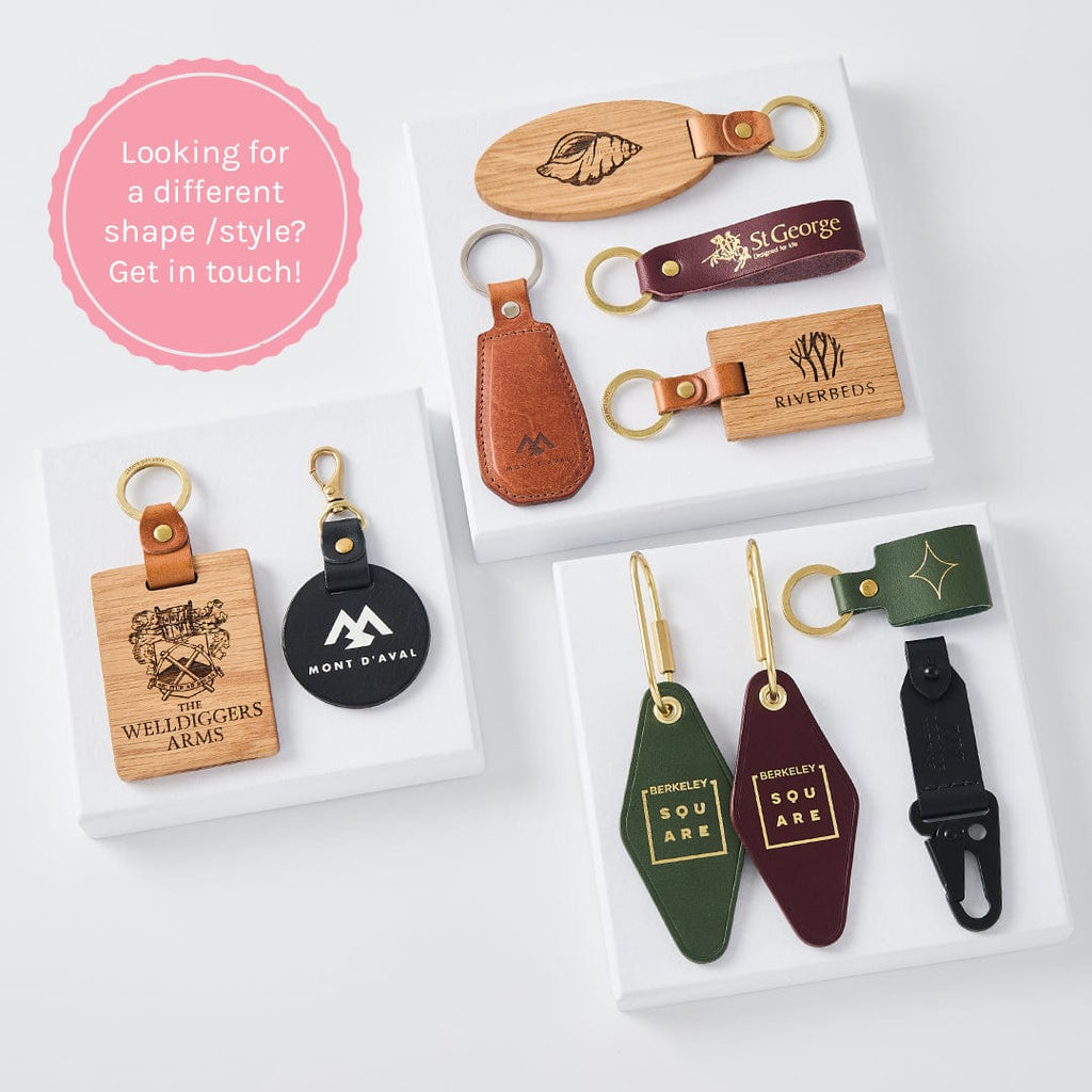 Logo Branded Solid Oak Keyrings CGL