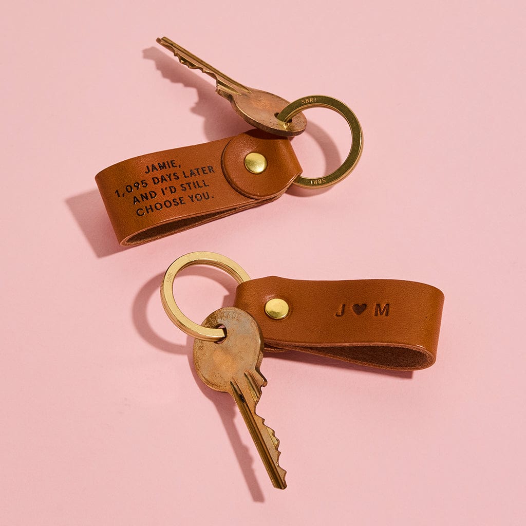 Personalised 'Any Message' Leather Keyring SBRI