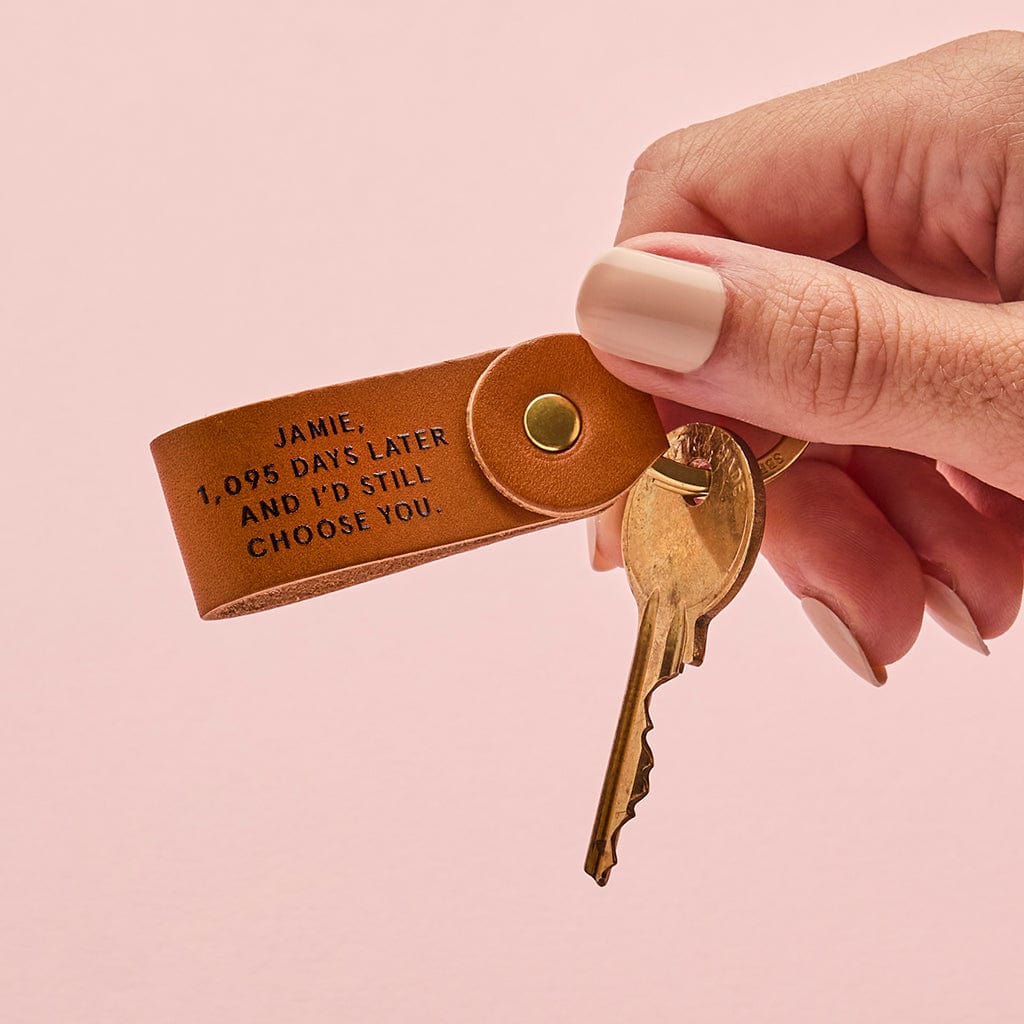Personalised 'Any Message' Leather Keyring SBRI
