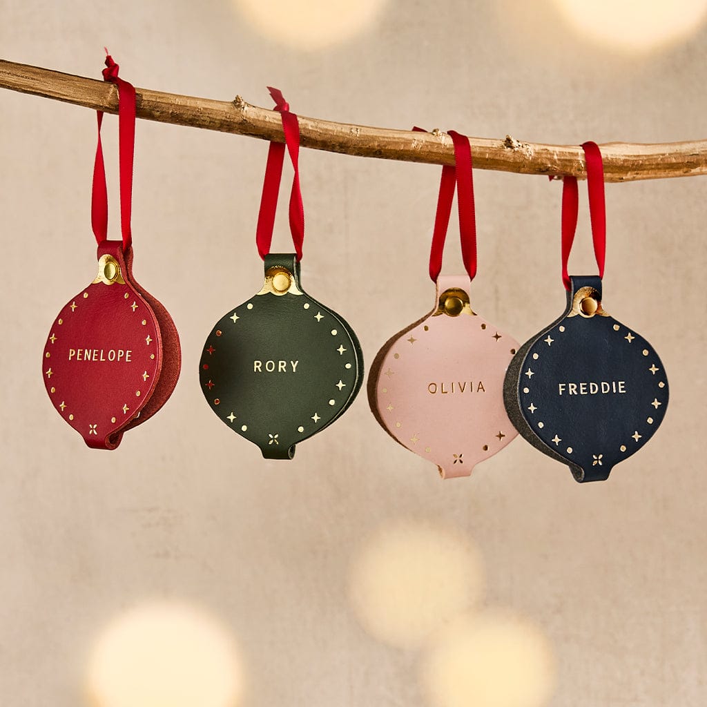 Personalised Baby's First Christmas Leather Photo Bauble CGL