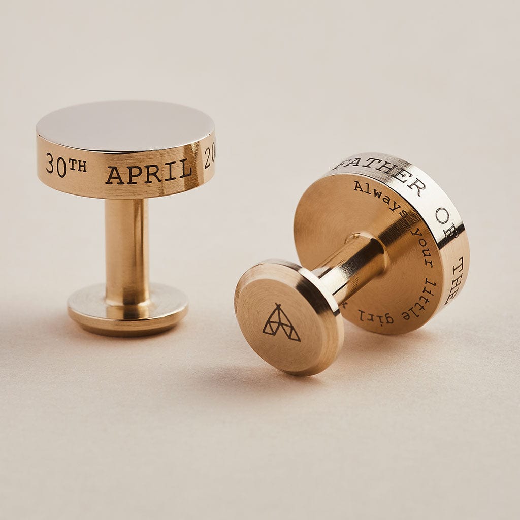 Personalised Bronze Cufflinks Man Gun Bear