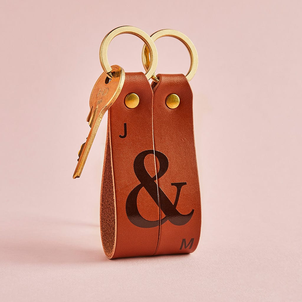 Leather Initial Keyrings Next Personalised Couples Leather Keyring