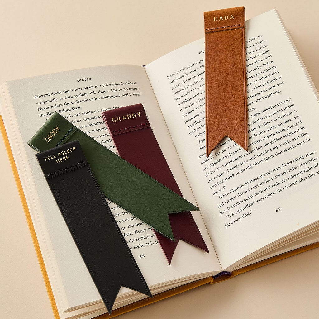 Personalised Hand Stitched Leather Bookmark SBRI