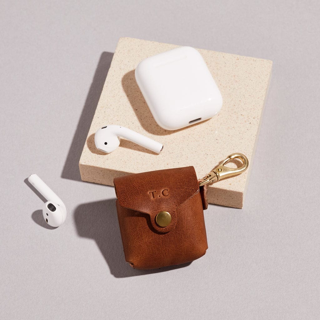 Personalised Leather AirPod Case by Man Bear Create Gift Love