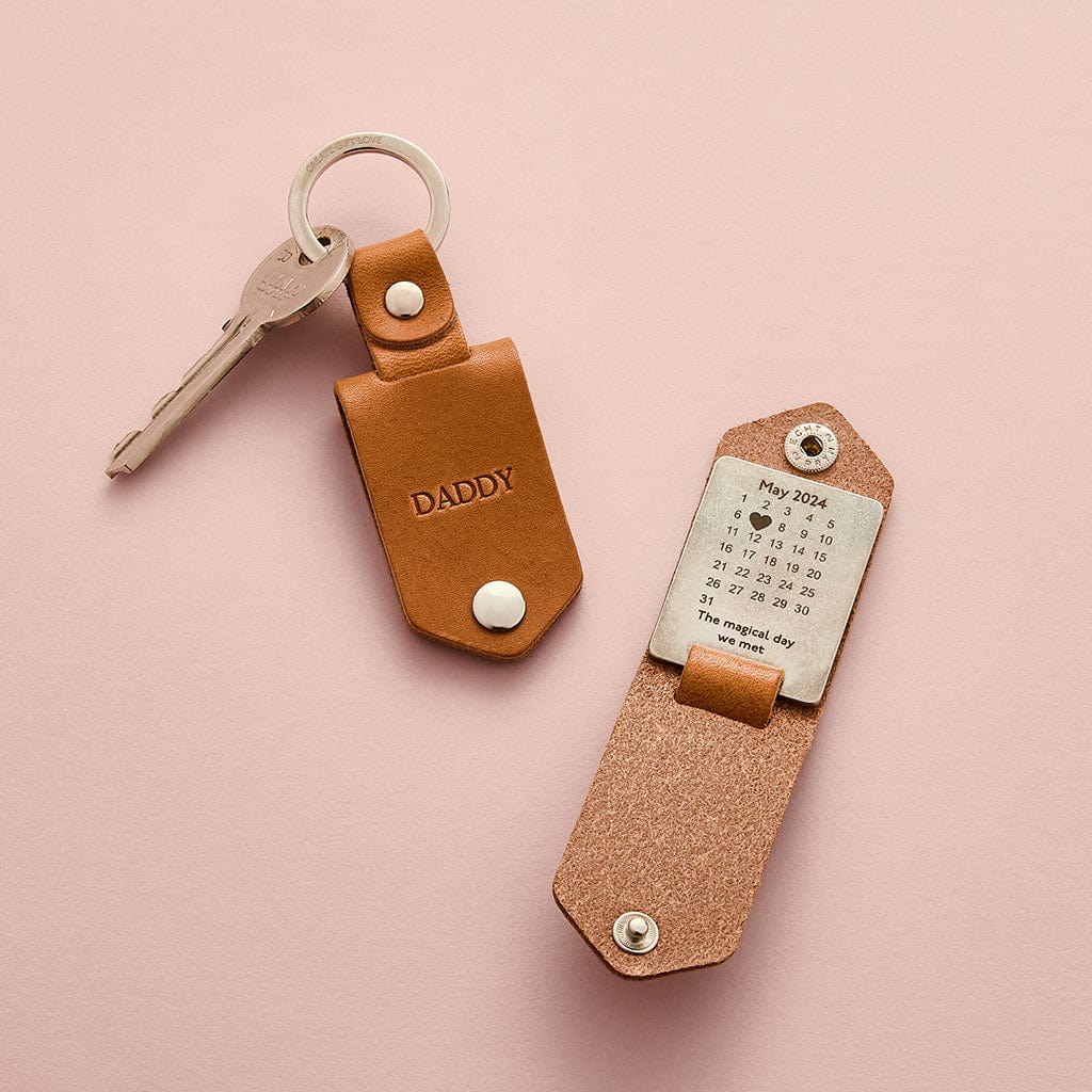Metal Photo Keyring With Leather Case Calendar Create Gift