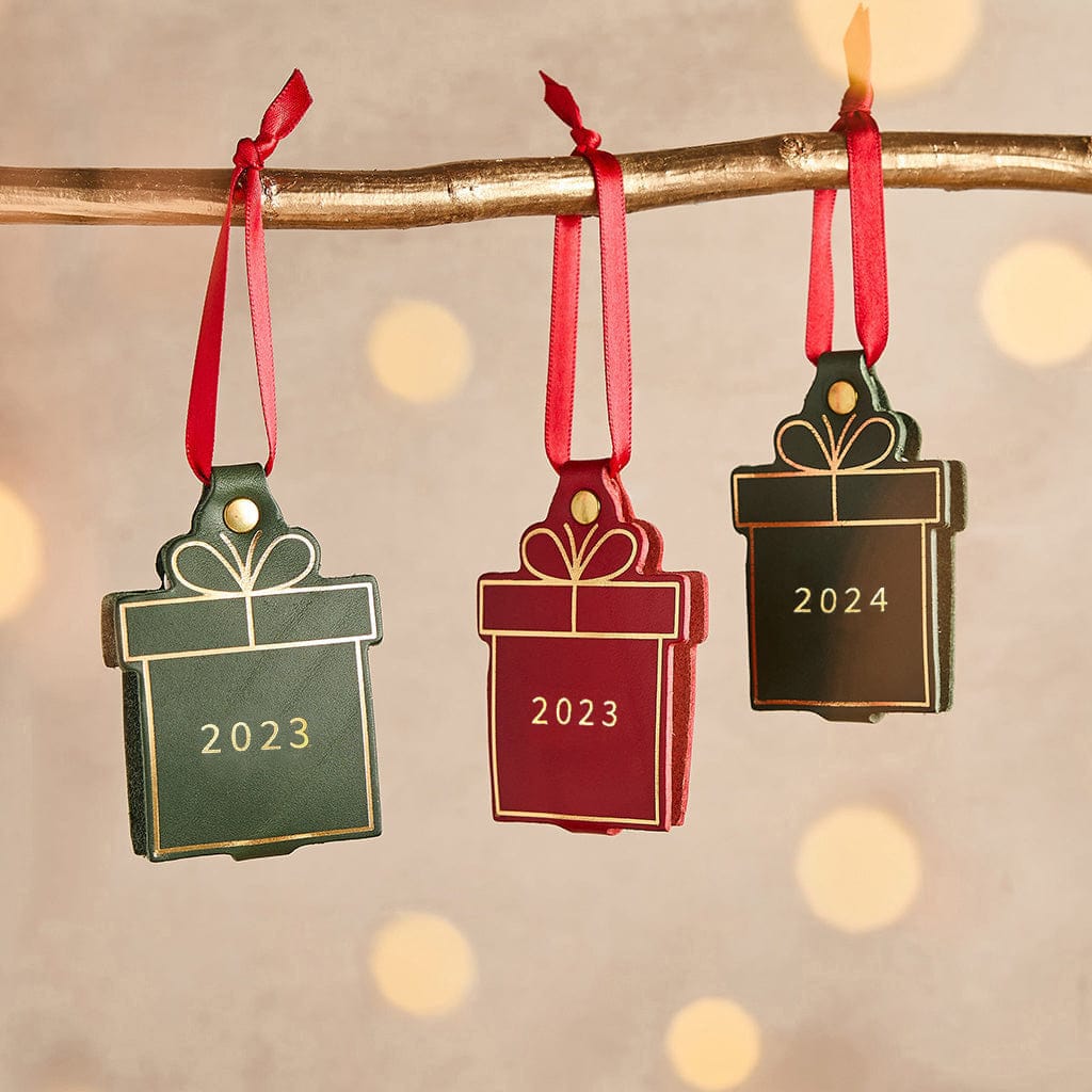 Personalised Leather Christmas Present Photo Bauble CGL