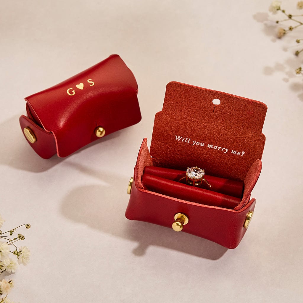 Personalised Leather Engagement Ring Pouch Create Gift Love