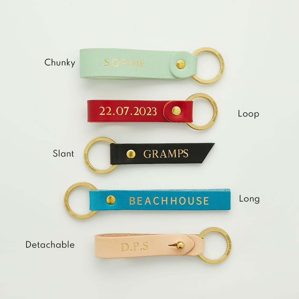 Personalised Leather Gold Foiled Keyring Create Gift Love