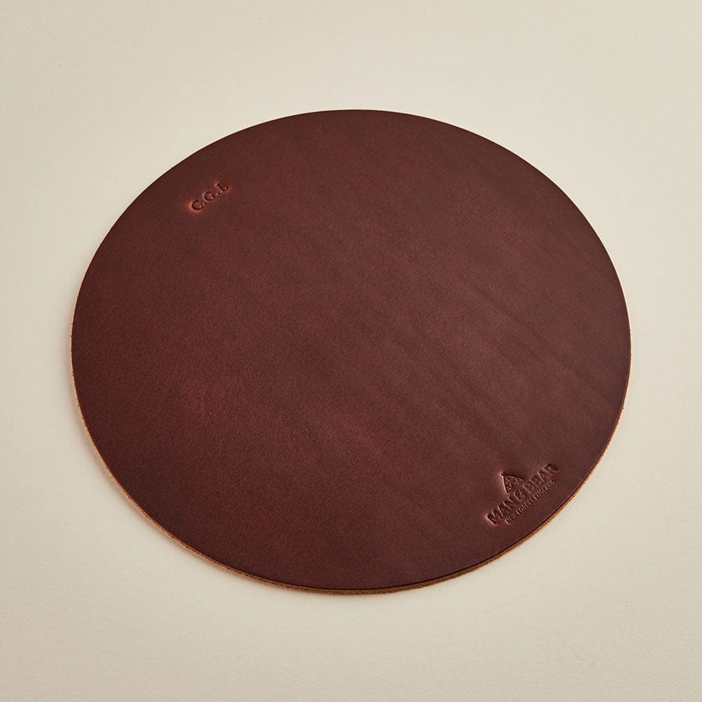 Personalised Leather Mouse Mat Man & Bear