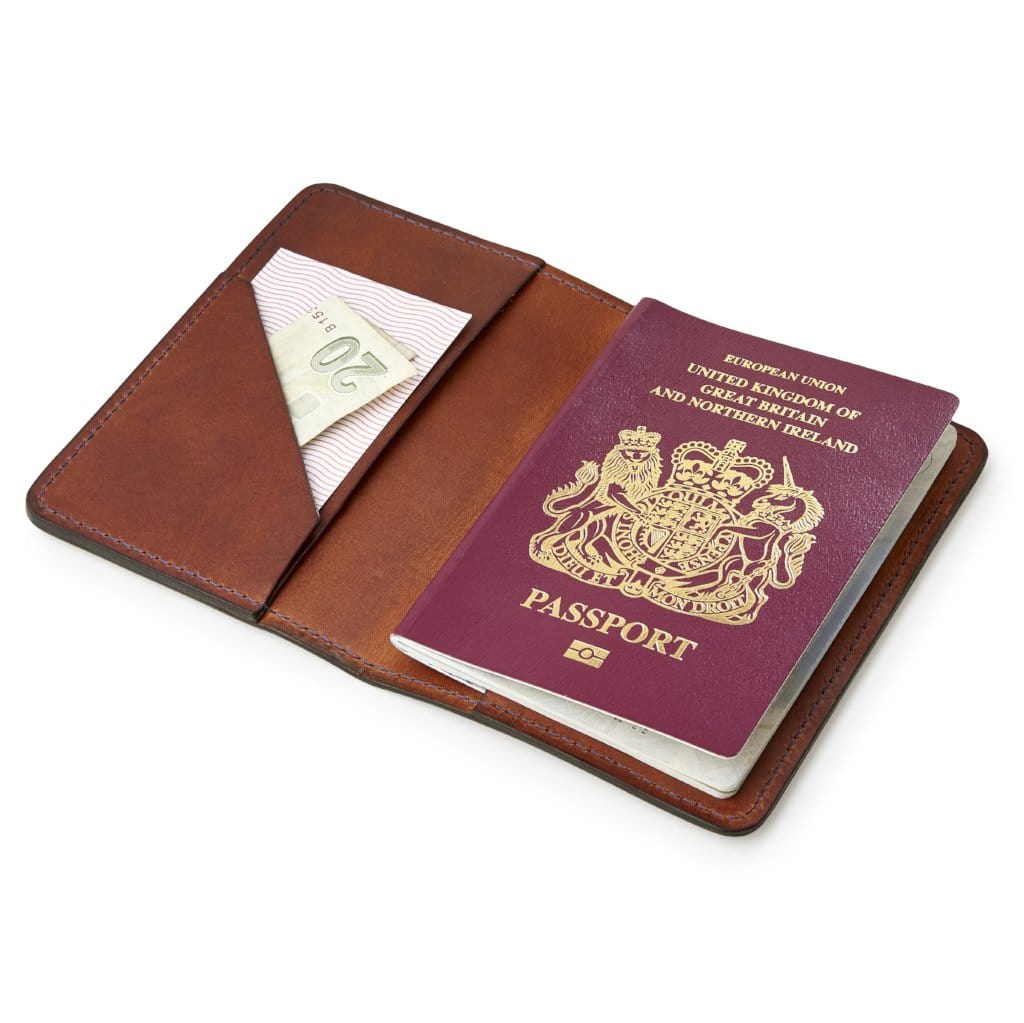 Personalised Leather Passport Holder MGB