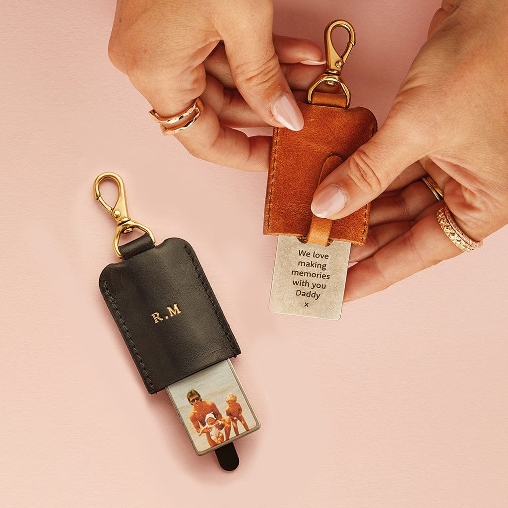 Personalised Leather Photo Bag Tag Keyring CGL