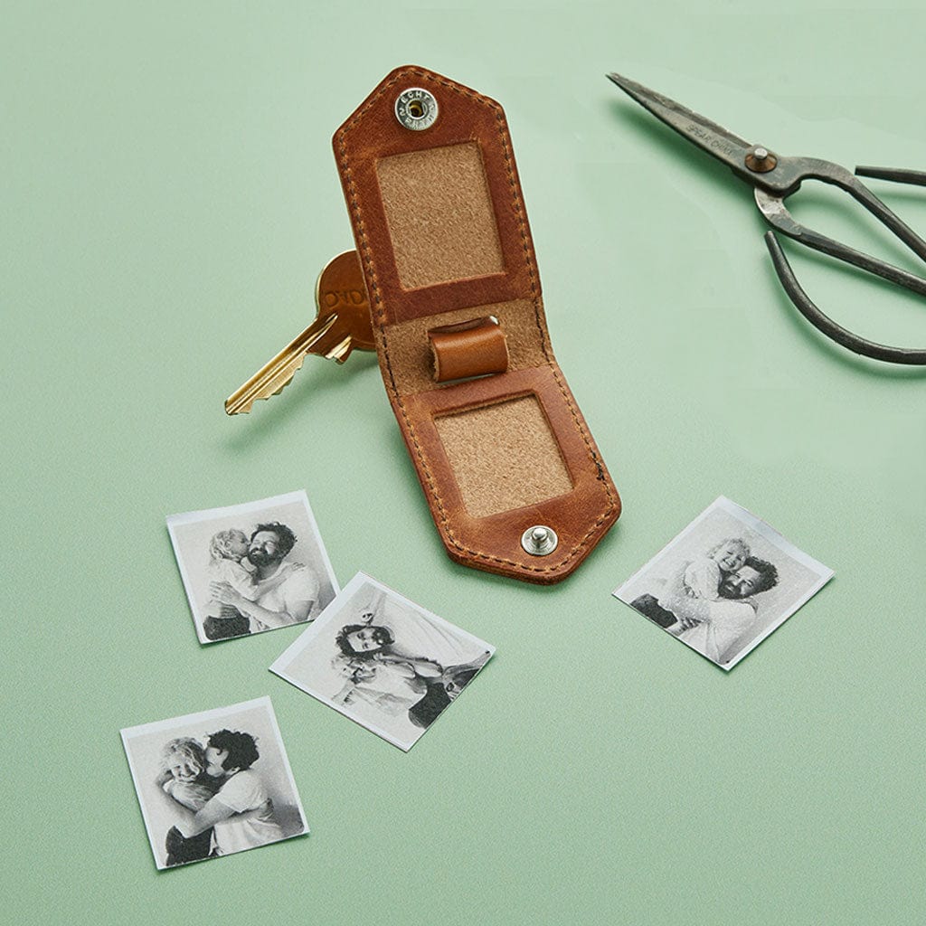 Personalised Leather Photo Frame Keyring Create Gift Love