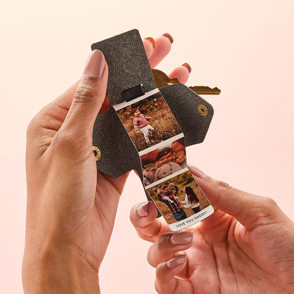 Personalised Leather Photo Strip Envelope Keyring CGL