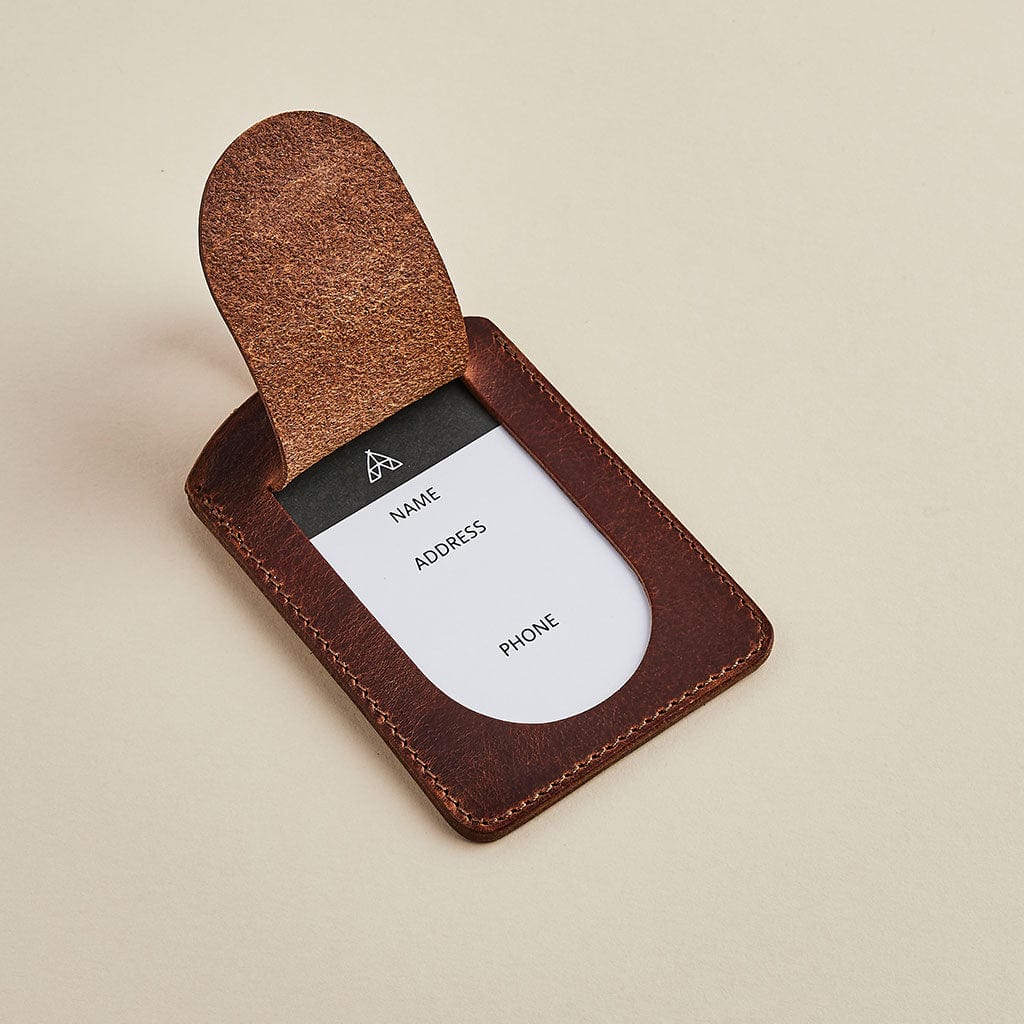 Personalised Leather Traditional Luggage Tag MGB