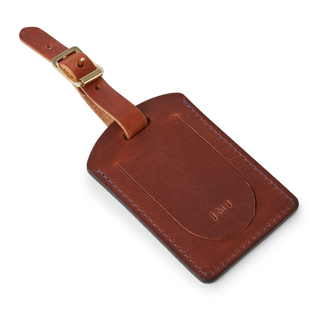Personalised Leather Traditional Luggage Tag MGB