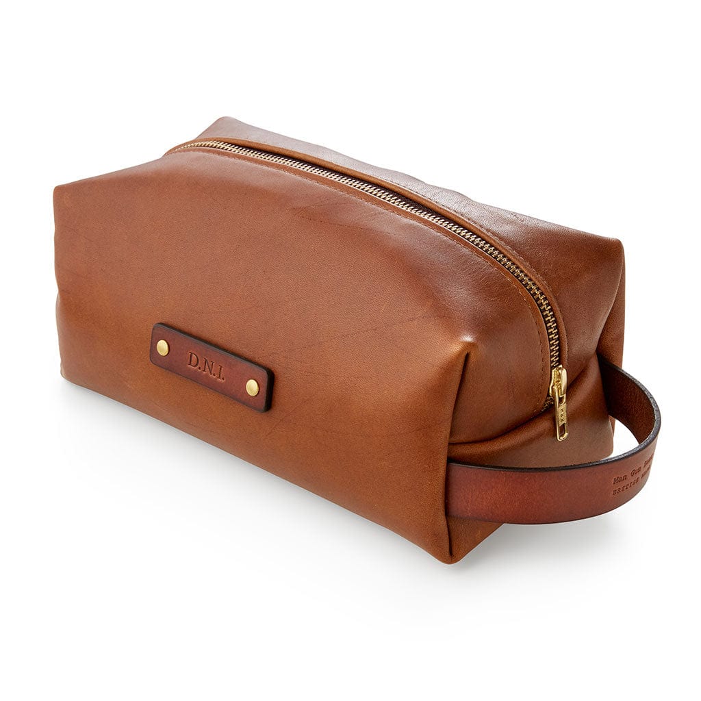 Personalised Leather Wash Bag MGB