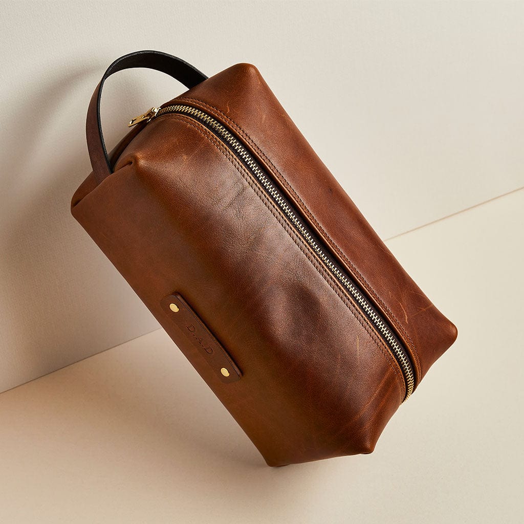 Personalised Leather Wash Bag MGB