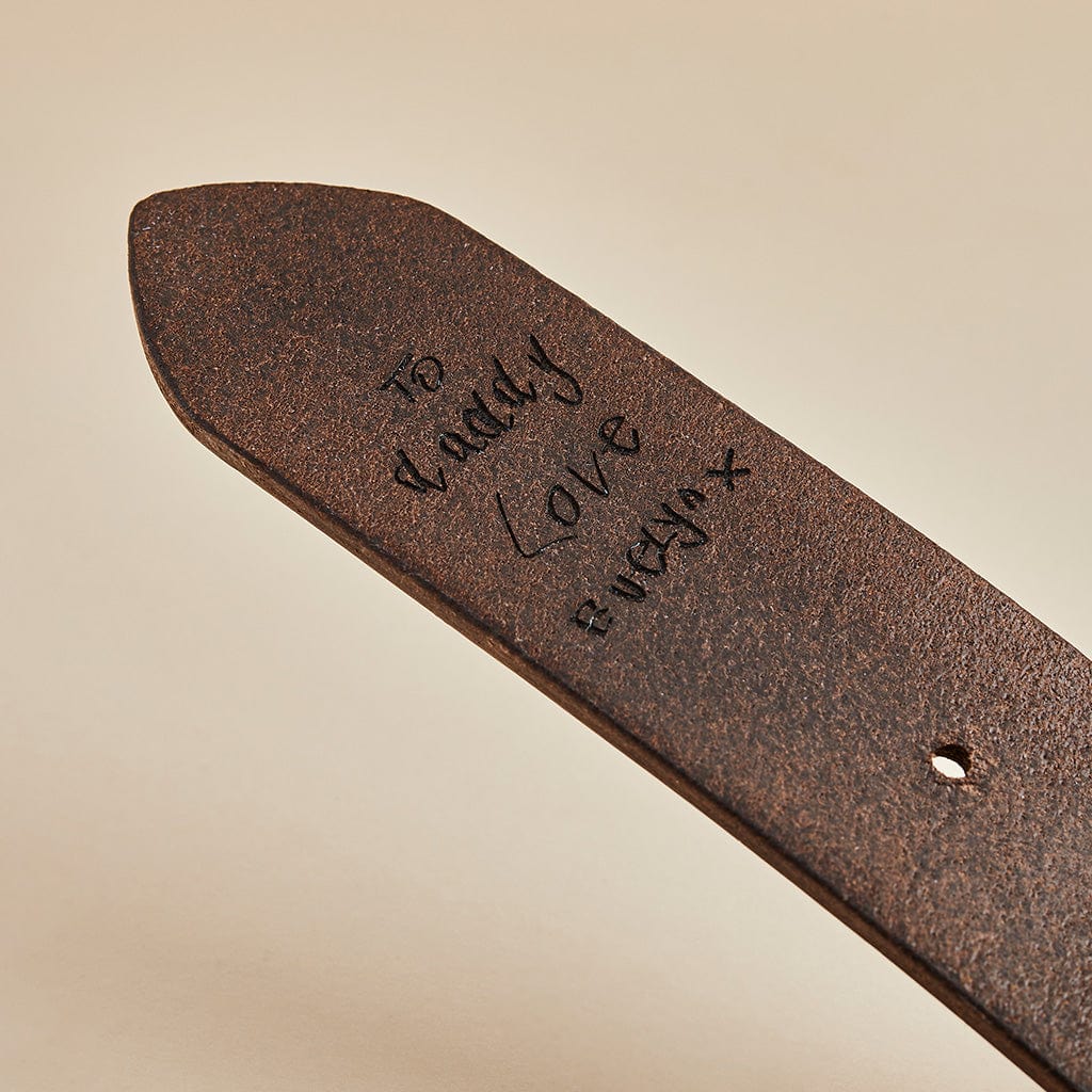 Personalised Men's Leather Belt with Handwritten Message Create