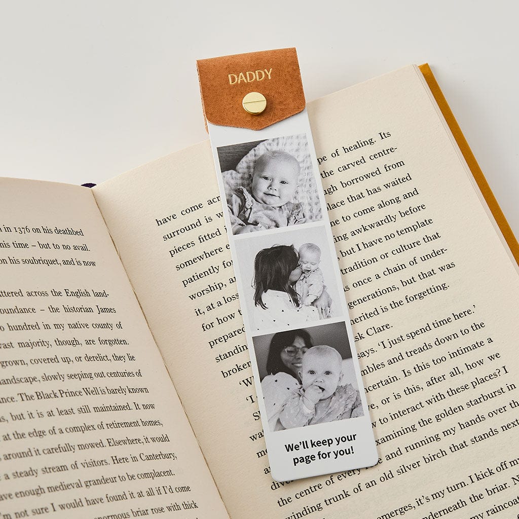 Personalised Metal and Leather Photo Bookmark CGL