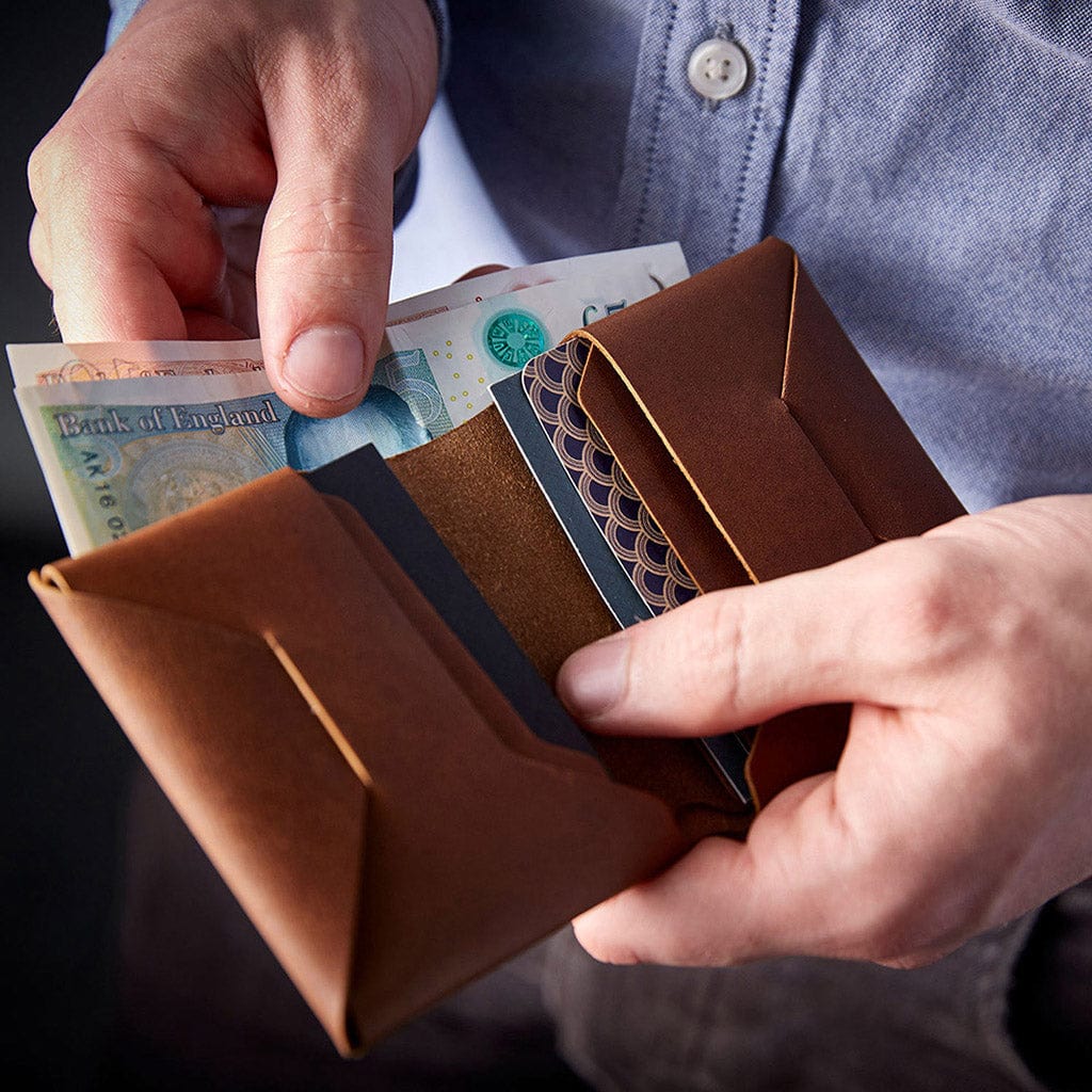 Personalised Origami Leather Wallet Man & Bear