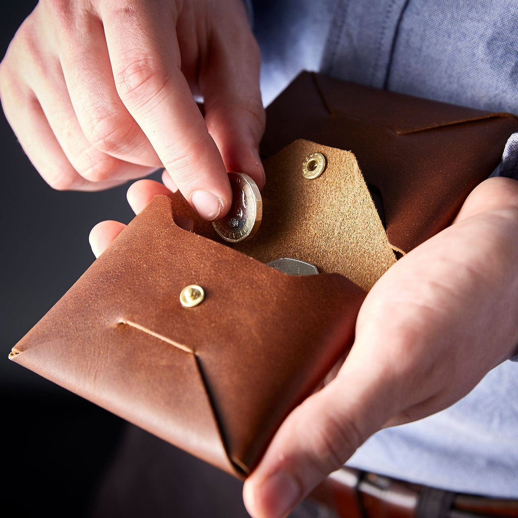 Personalised Origami Leather Wallet With Coin Purse Man & Bear