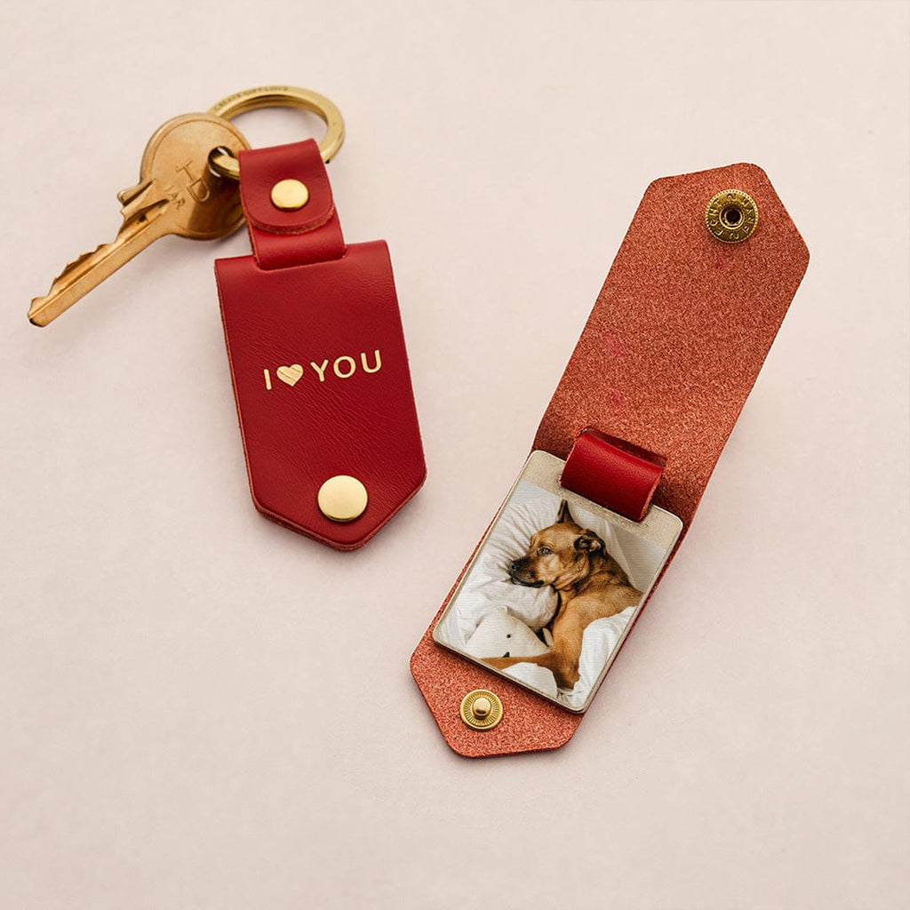Personalised Pet Photo Keyring With Leather Case CGL