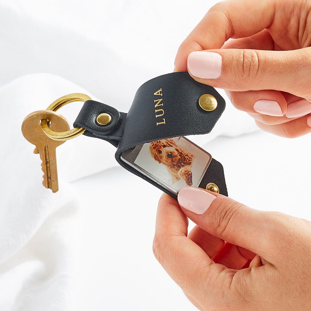 Personalised Pet Photo Keyring With Leather Case Create Gift
