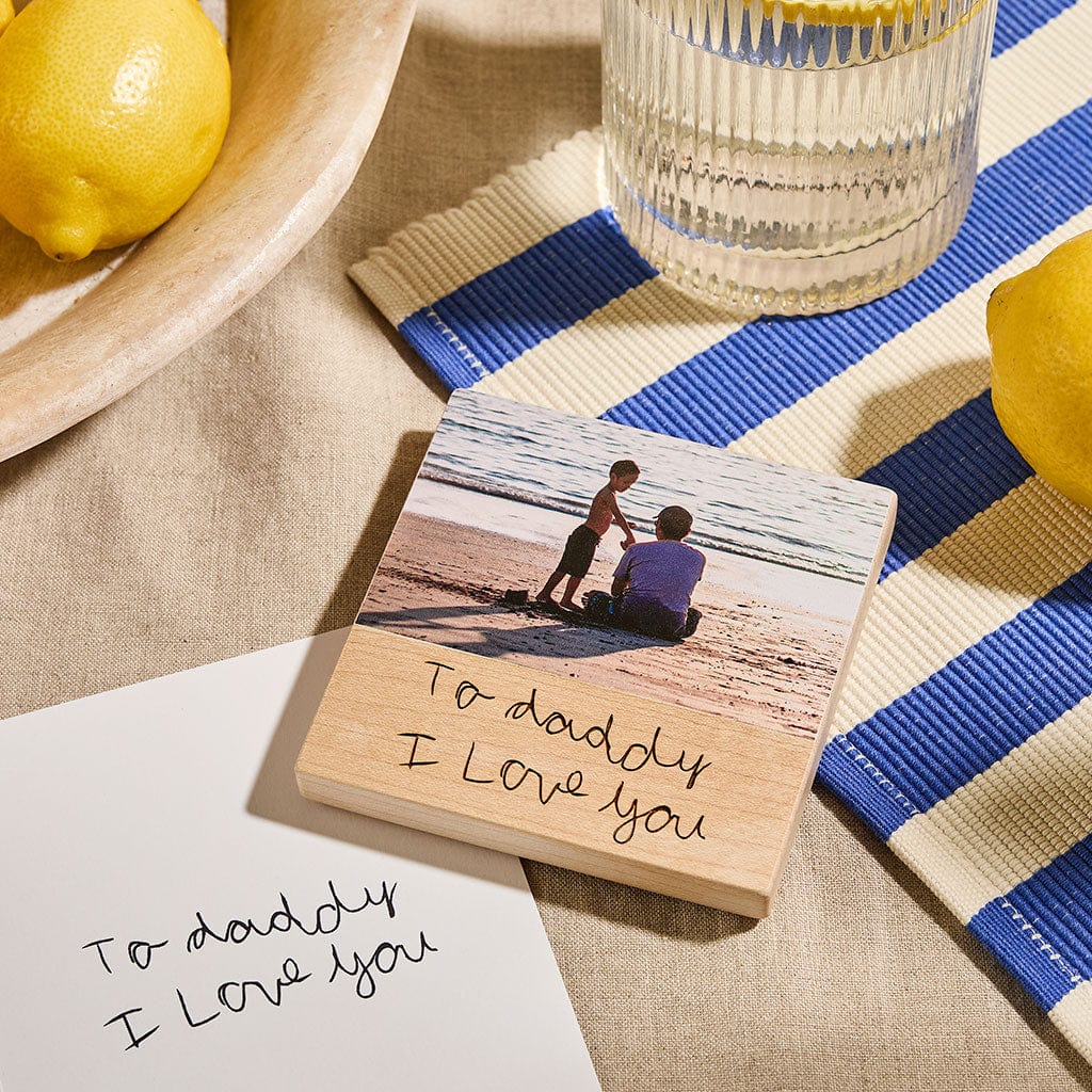 Personalised Photo Coaster with Engraved Handwriting CGL