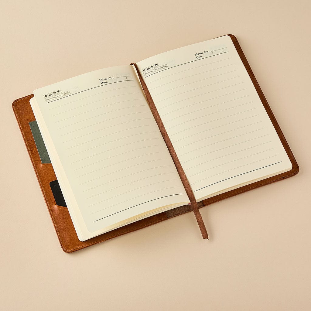 Personalised Refillable A5 Leather Journal + Pen Holder MGB
