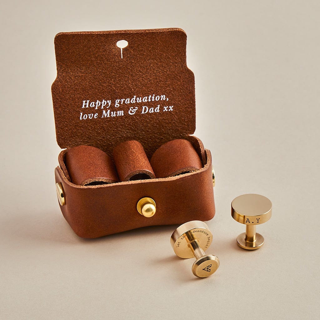 Personalised Solid Brass Cufflinks Man & Bear